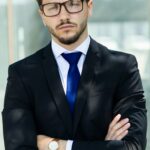 Serious man in formal suit